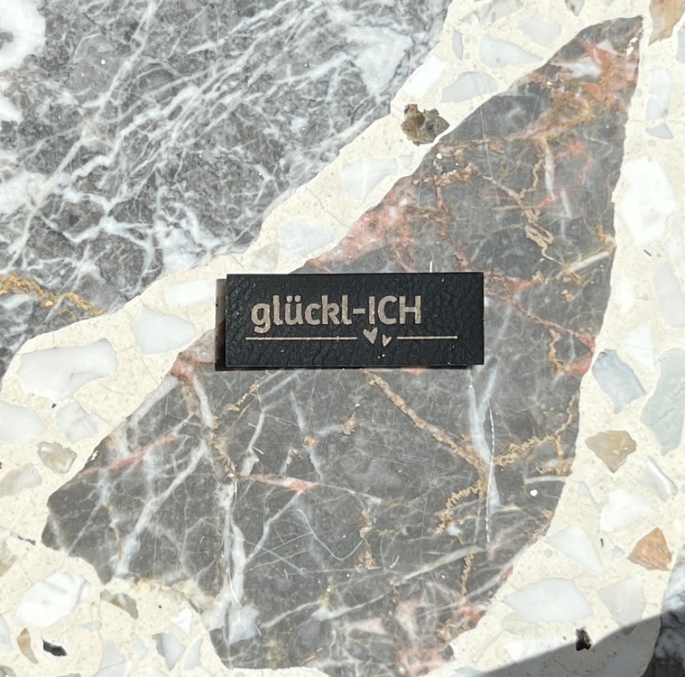 Kunstlederlabel Schwarz - Gold Glückl-ich